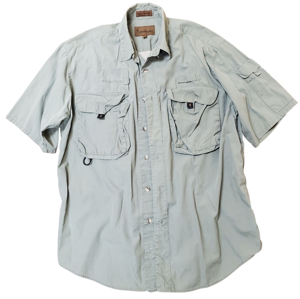 Men's Browning Short Sleeve Shirt. Khaki Green. LG